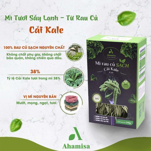 Mì rau củ tươi sây lạnh Cải Kale Ahamisa hộp 240g 