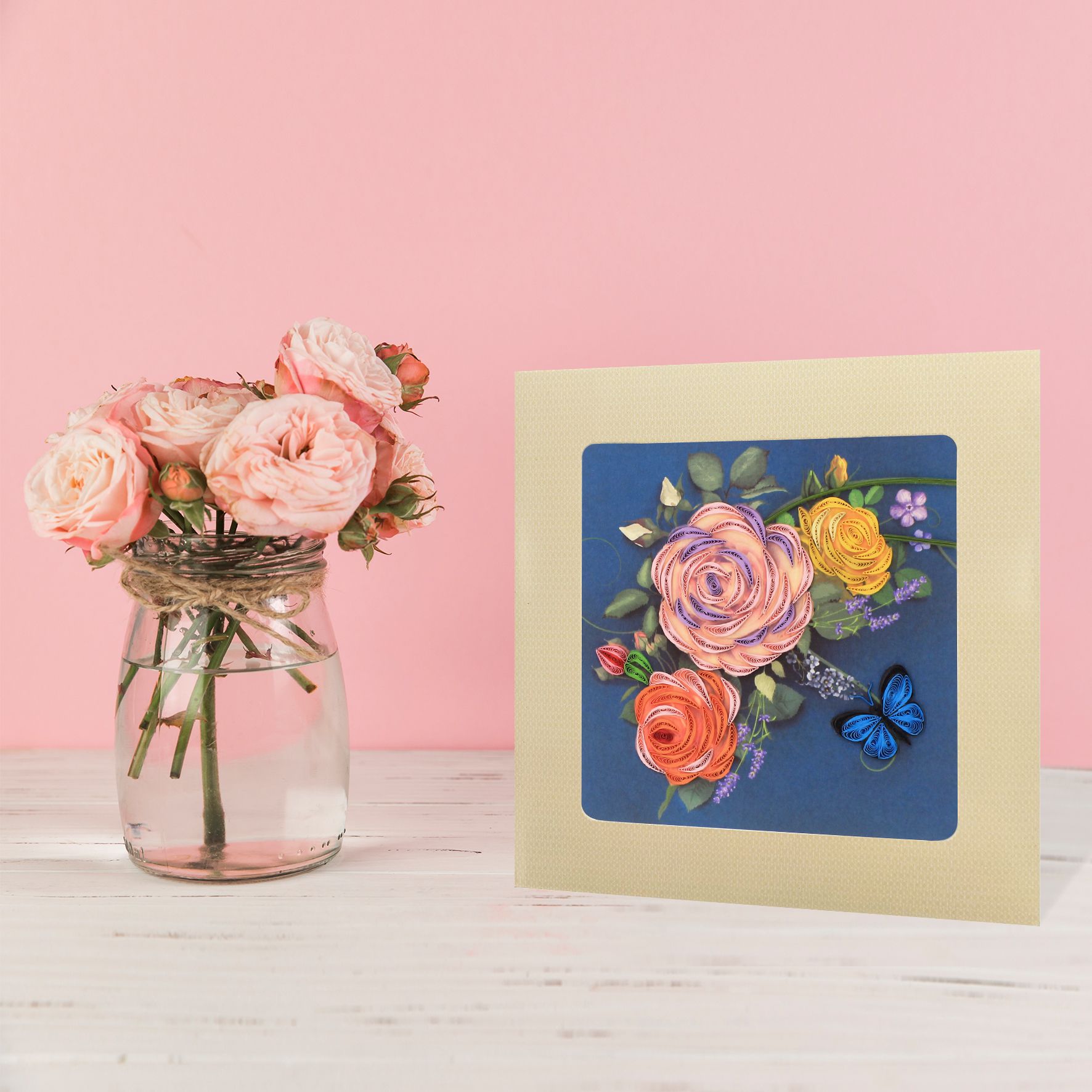  Thiệp Chúc Giấy Xoắn Thủ Công (Quilling Card) Vườn Hoa Hồng 