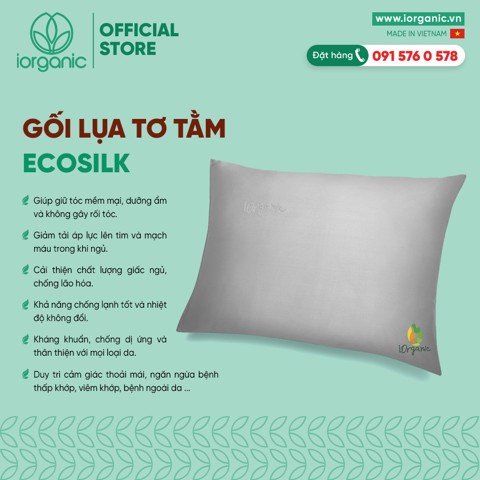  Gối lụa tơ tằm IORGANIC grey 