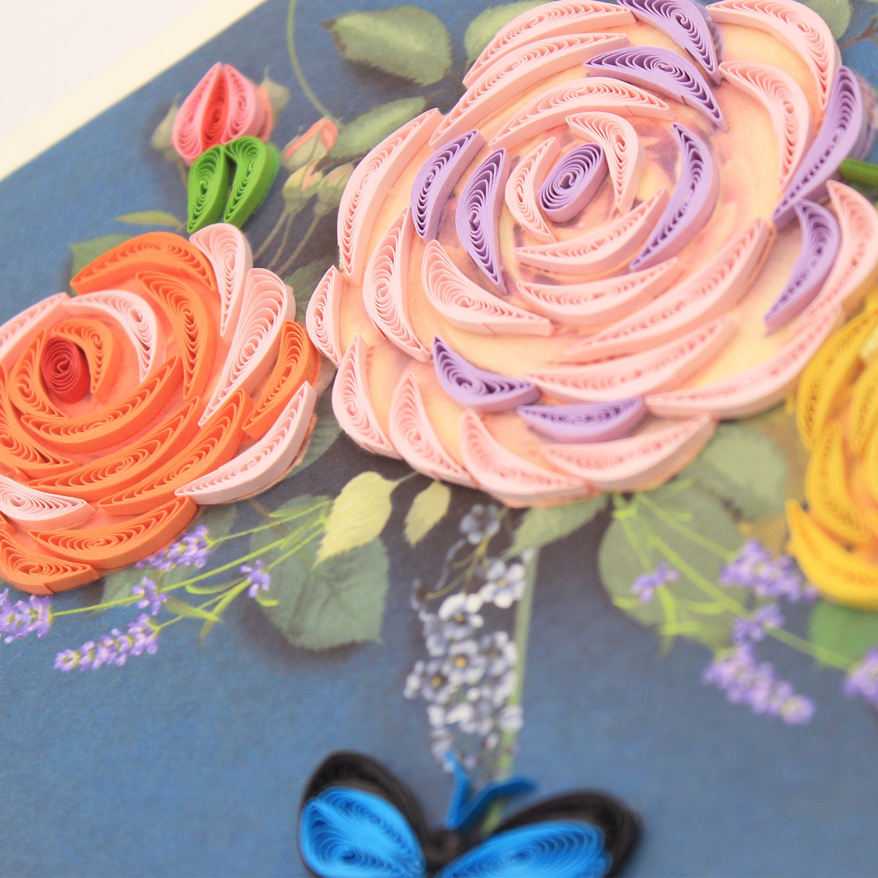  Thiệp chúc giấy xoắn thủ công (quilling card) chúc mừng sinh nhật vườn hoa lan 