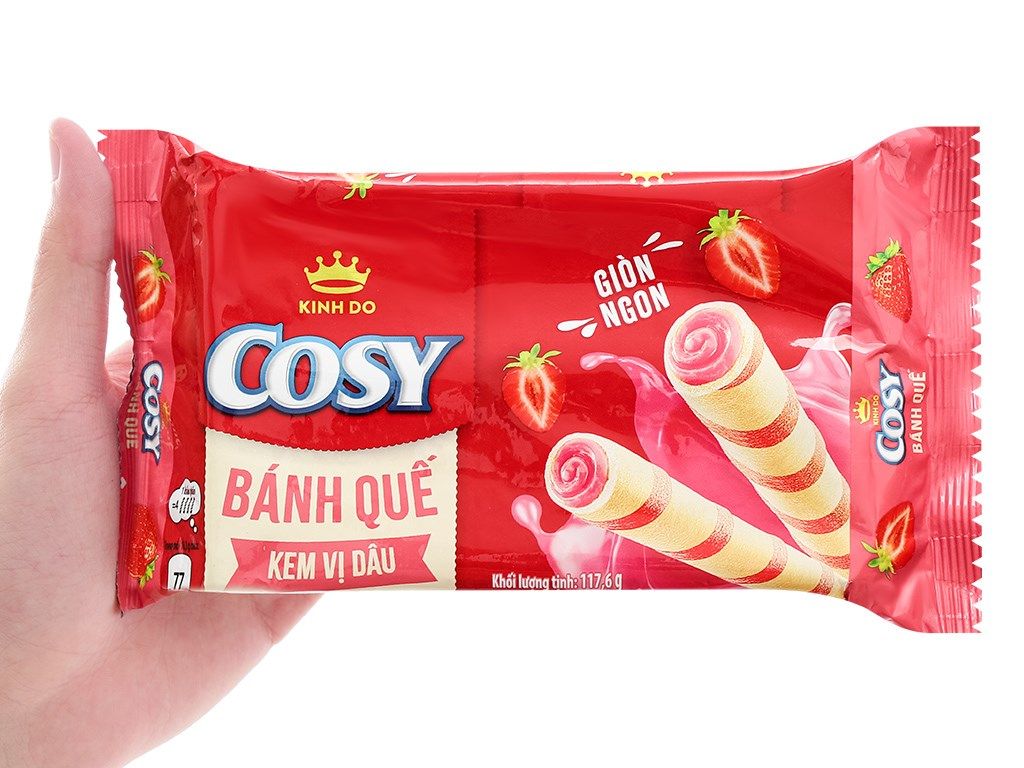  Bánh quế Cosy kem vị dâu gói 117,6g 