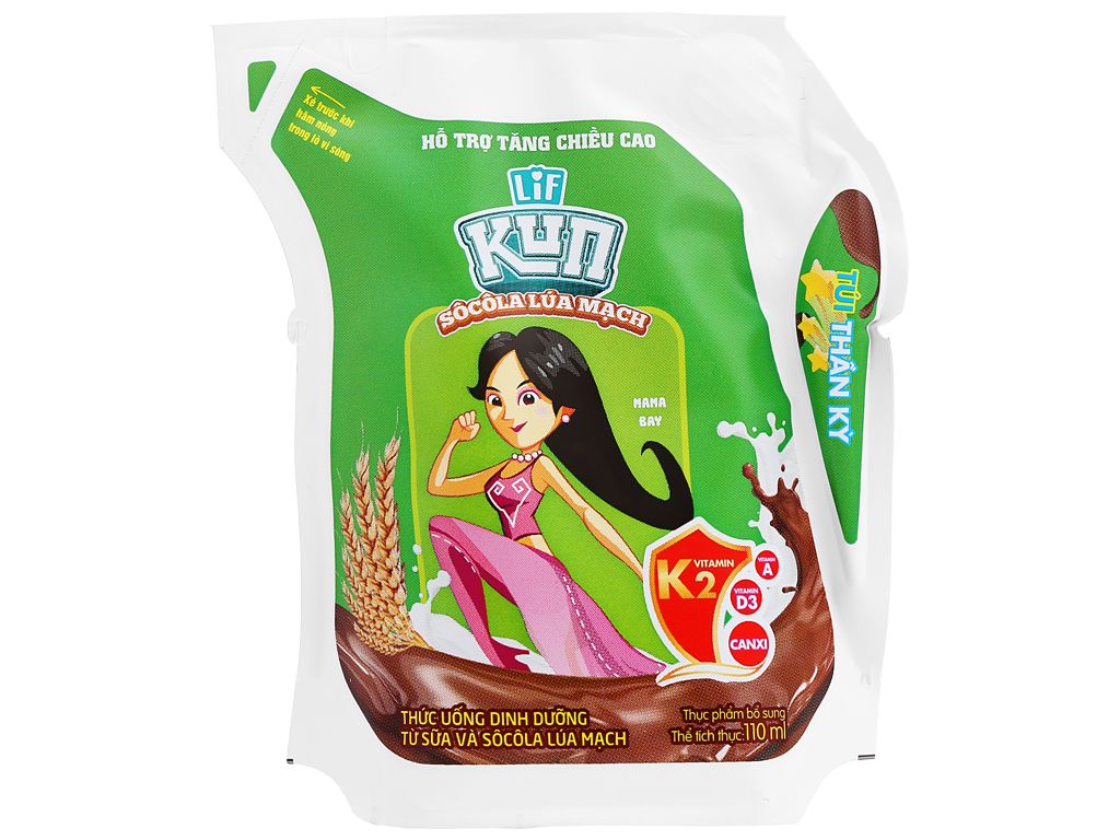  Sữa Kun socola lúa mạch túi 110ml 