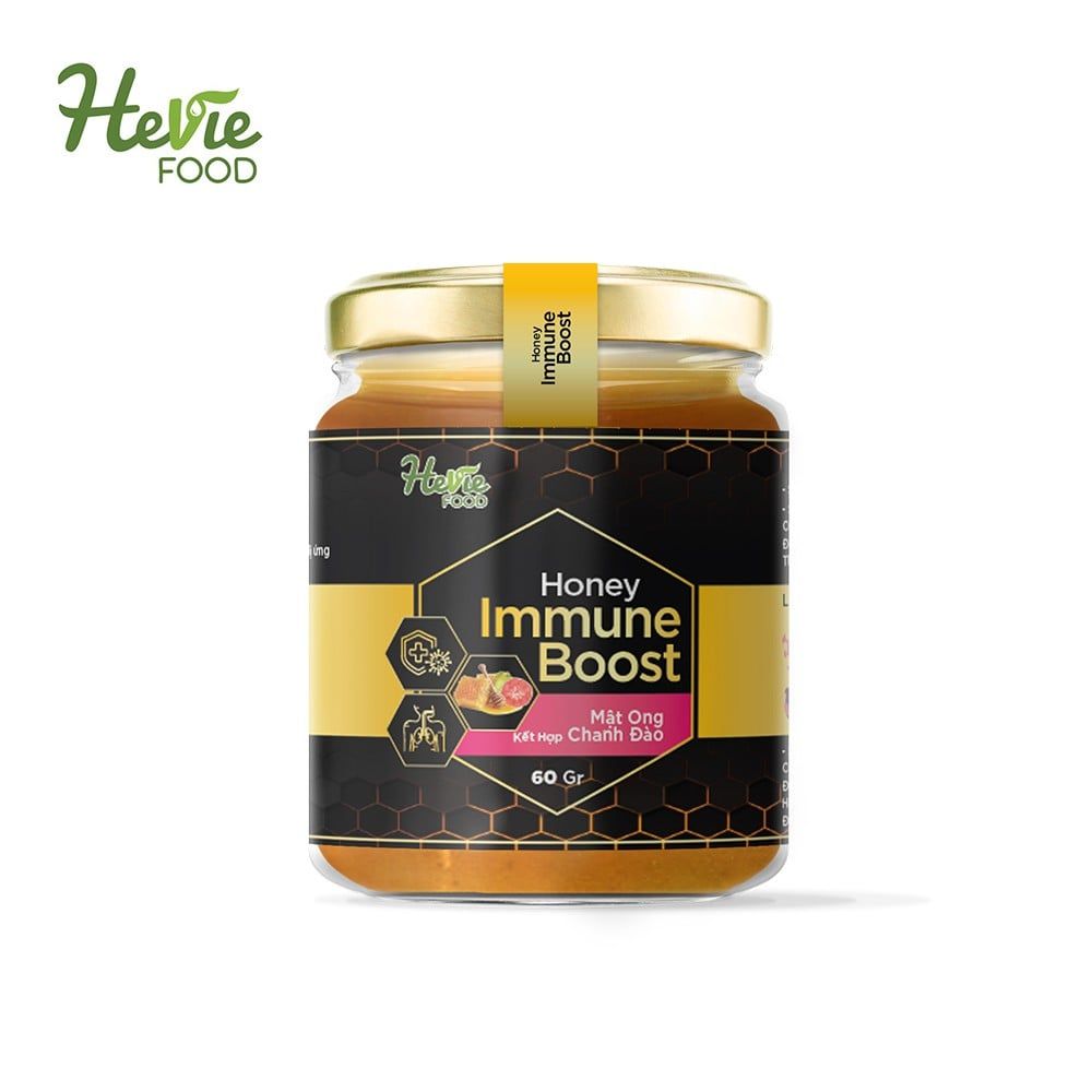  Mật Ong Chiết Xuất Chanh Đào ImmuneBoost HevieFood Tăng Cường Sức Đề Kháng 