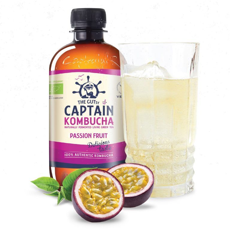  Trà dưỡng sinh Kombucha hữu cơ vị Chanh Dây 400ml Captain Kombucha 