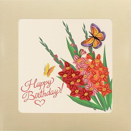  Thiệp chúc giấy xoắn thủ công (quilling card) chúc mừng sinh nhật vườn hoa lan 