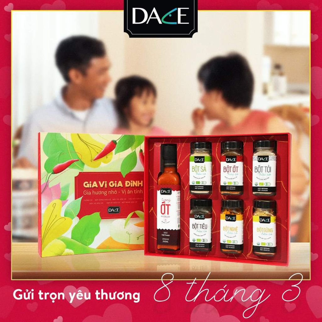  Hộp gia vị hữu cơ Dace 6 lọ gia vị + 1 chai tương ớt 