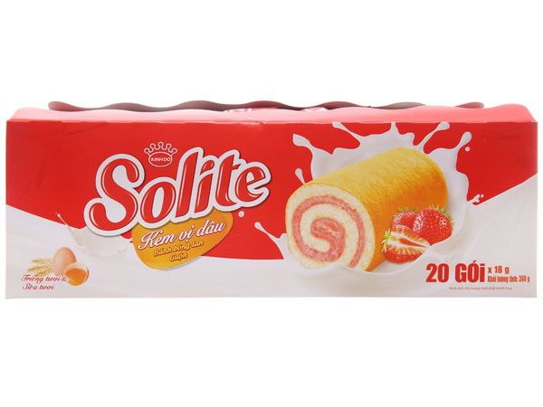  Bánh bông lan cuộn Solite vị dâu hộp 360g 