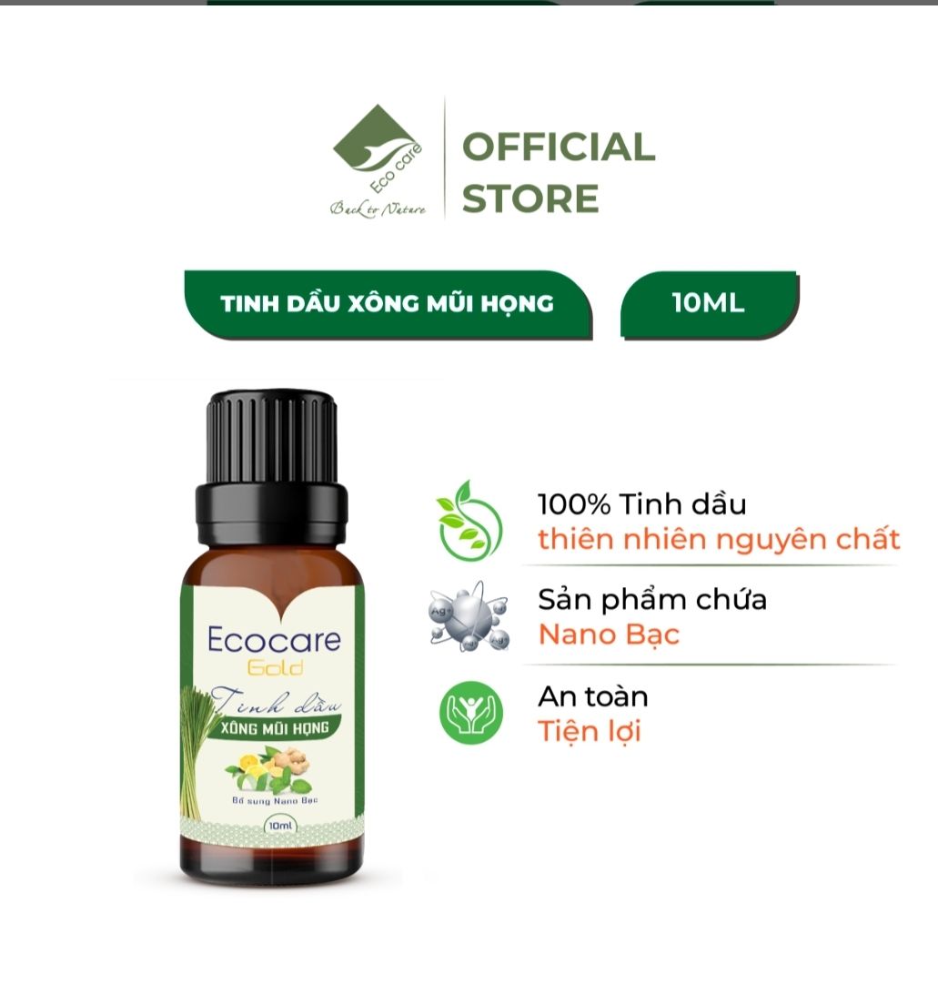  Tinh dầu xông mũi họng 10ml . Chứa Nano bạc – Kháng khuẩn, kháng nấm, kháng virut. 