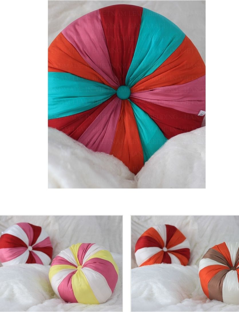  Gối quả bí lụa tơ tằm thủ công 