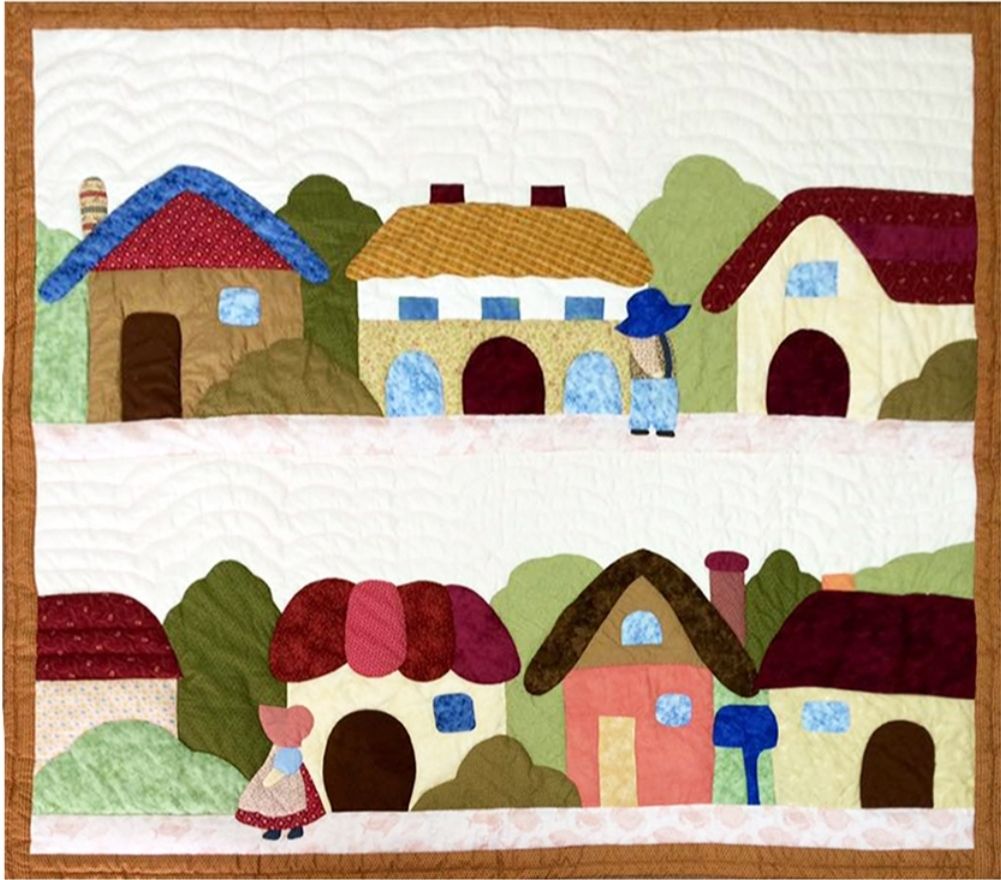  Chăn quilt dãy nhà và em bé 