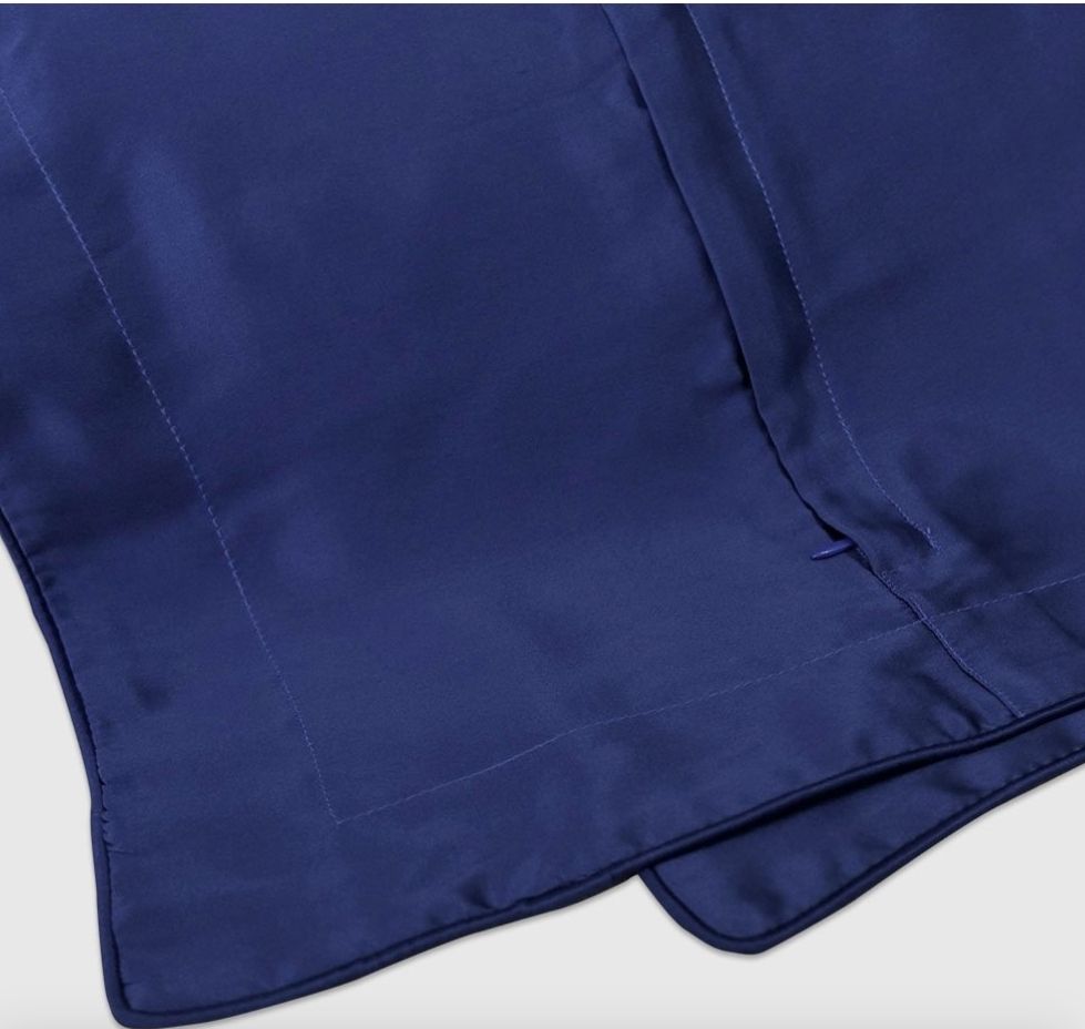  Vỏ gối satin Bảo Lộc 100% tơ tằm màu xanh dương 