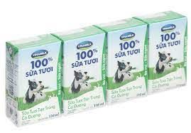  Sữa Vinamilk tiệt trùng 100% lốc 4 hộp 110ml 
