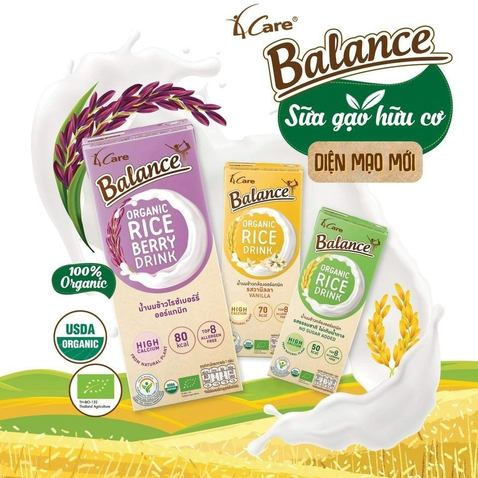  SỮA GẠO HỮU CƠ VANI 4 CARE BALANCE 180ML (3 HỘP/LỐC) 