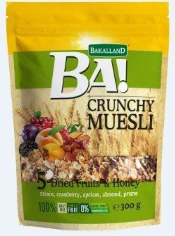  Ngũ Cốc Bakalland Crunchy Muesli 5 Dried Fruits & Honey 300g 