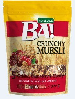  Ngũ Cốc Bakalland Crunchy Muesli 5 Grains Cranberry & Honey 300g 