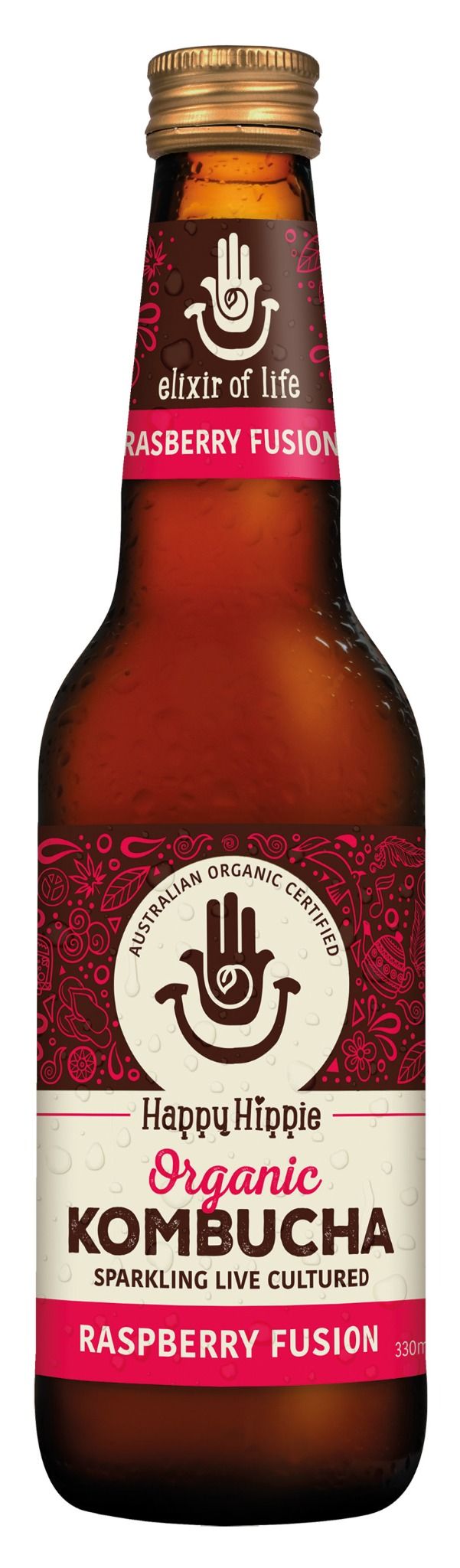  Trà Kombucha Organic Happy Hippie Vị Phúc Bồn Tử 330 ml 