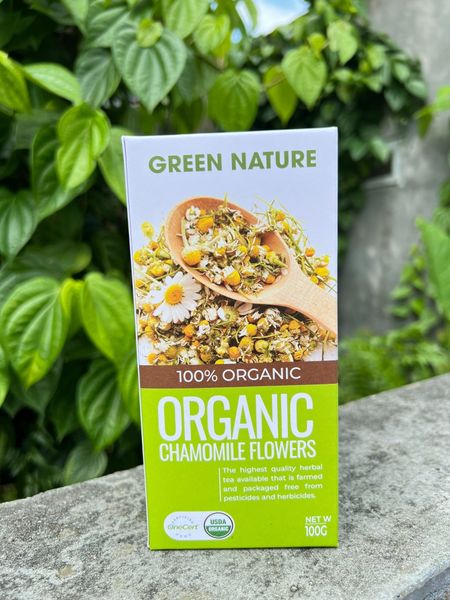  Hoa cúc la mã Chamomile Nguyên Bông Hữu Cơ hộp100g - Green Nature 