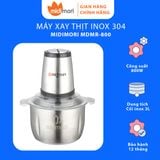  Máy Xay Thịt Cối Inox 3 Lít Midimori (800W) - Hàng chính hãng 