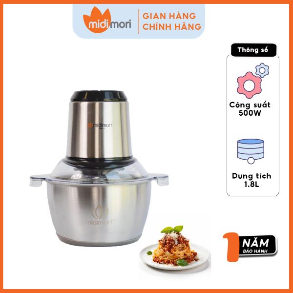  Máy xay thịt đa năng Midimori chopper Inox 304 GC-24338 (500W) - Hàng chính hãng 