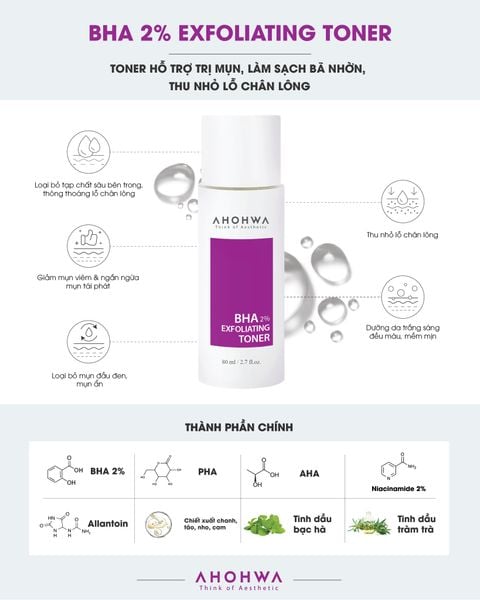  BHA 2% Exfoliating Toner – Hỗ Trợ Kiểm Soát Dầu, Làm Sạch Da, Cải Thiện Lỗ Chân Lông – 80ml 