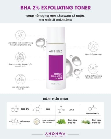  BHA 2% Exfoliating Toner – Hỗ Trợ Kiểm Soát Dầu, Làm Sạch Da, Cải Thiện Lỗ Chân Lông – 80ml 