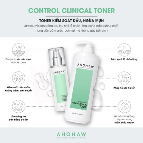  Control Clinical Toner - Toner Cân Bằng Da, Cấp Ẩm Dịu Nhẹ, Cải Thiện Mụn - 140ml/1000ml 