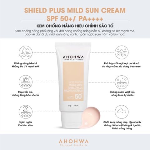  SPF 50+/PA++++ Inter Cure Shield Plus Mild Sun Cream - Kem Chống Nắng Hỗ Trợ Bảo Vệ Da, Hiệu Chỉnh Sắc Tố - X5 Bảo Vệ - 50gr 