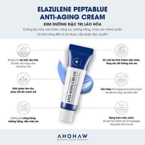  Elazulene Peptablue Anti- Aging Cream - Kem Dưỡng Phục Hồi, Trẻ Hoá Tế Bào Sinh Học - 50gr 