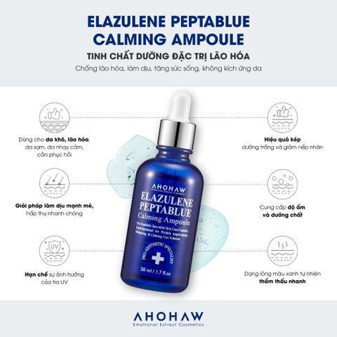  Elazulene Peptablue Calming Ampoule - Tinh Chất Phục Hồi, Trẻ Hoá Tế Bào Sinh Học - 50ml 