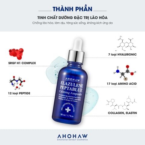  Elazulene Peptablue Calming Ampoule - Tinh Chất Phục Hồi, Trẻ Hoá Tế Bào Sinh Học - 50ml 