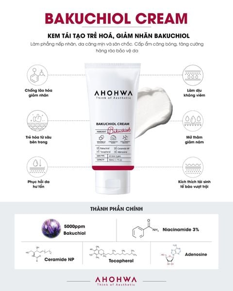  Bakuchiol Cream - Kem Hỗ Trợ Phục Hồi, Làm Mịn Da, Giảm Nếp Nhăn Bakuchiol - 50ml 