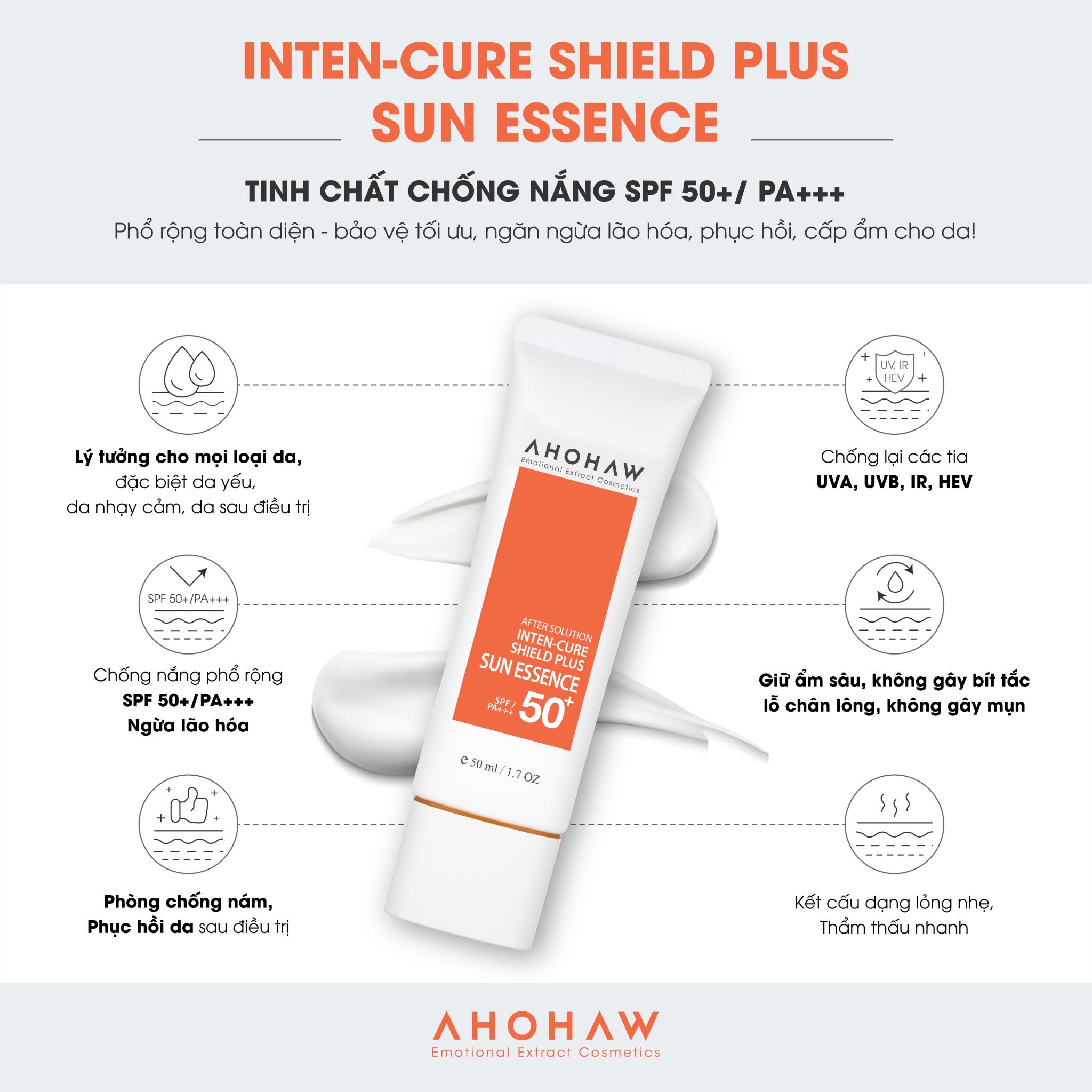  Tinh chất chống nắng Inten Cure Shield Plus Sun Essence SPF 50+/PA+++ (50g) 
