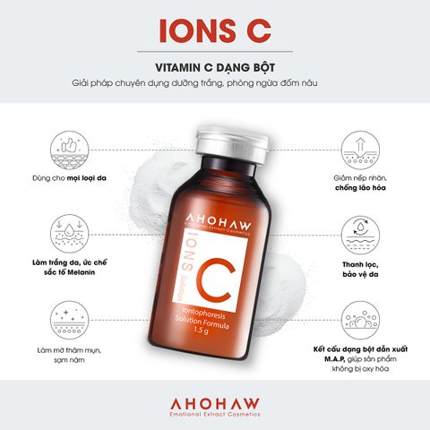  Ions C Solution - Bột vitamin C nguyên chất M.A.P - Hộp 20 lọ x 1.5gr 