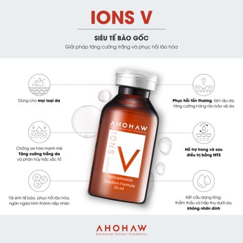  Ions V Solution - Tế Bào Gốc Thực Vật Phục Hồi Da Mụn, Da Nhạy Cảm - Hộp 20 lọ x 20ml 