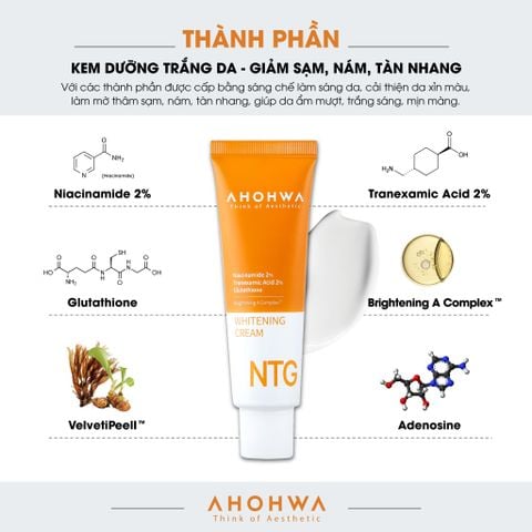  Kem dưỡng trắng da, giảm sạm - nám - tàn nhang Ahohwa Whitening Cream NTG (50ml) 