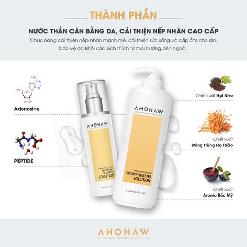  Toner cấp ẩm, làm dịu da tức thì Ahohwa Premium Solution Recovery Booster Solution 