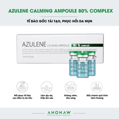  Tế bào gốc tái tạo - phục hồi da mụn Azulene Calming Ampoule 80% Complex (Hộp 8 lọ x 5ml) 