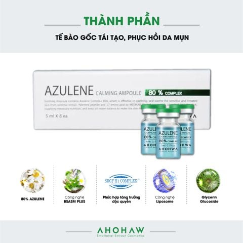  Tế bào gốc tái tạo - phục hồi da mụn Azulene Calming Ampoule 80% Complex (Hộp 8 lọ x 5ml) 