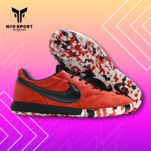  Giày Đá Banh Futsal Tiempo Sala Premier Đỏ Logo Đen ĐẾ Camo IC 