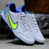  Giày Bóng Đá Cỏ Nhân Tạo Tiempo 9 Pro Bo Thun Xám Gót Tím TF 
