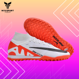  Giày Bóng Đá Cỏ Nhân Tạo Mercurial Air Zoom Superfly 9 Elite Cổ Cao Trắng Gót/Đế Đỏ TF 