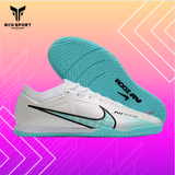  Giày Bóng Đá Futsal Mercurial Vapor Elite 15 Airzoom Bo Thun Trắng Đế Xanh Ngọc IC 