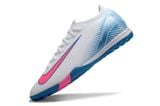  Giày Bóng Đá Cỏ Nhân Tạo Mercurial Vapor 16 Elite Bo Thun Trắng/Xanh Logo Hồng TF 