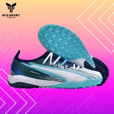  Giày Bóng Đá Cỏ Nhân Tạo Puma Ultra Ultimate Bo Thun Trắng/Xanh Da/Đen Tf/ 