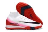  Giày Bóng Đá Cỏ Nhân Tạo Mercurial Superfly 10 Cổ Cao Trắng Gót Đỏ Hồng TF 