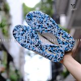  Giày Đá Banh Futsal Tiempo Sala Xám Trắng Đế Camo Xanh Da IC 