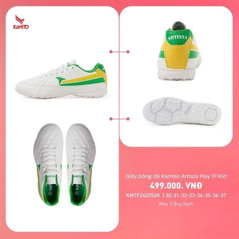  Giày Bóng Đá Chính Hãng KAMITO KID ARTISTA Trắng/Xanh lá TF 