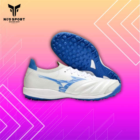  Giày Bóng Đá Cỏ Nhân Tạo Mizuno Morelia Neo 3 Sala Beta Bo Thun Trắng/Xanh TF 