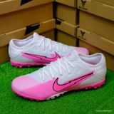  Giày Bóng Đá Cỏ Nhân Tạo Mercurial Vapor 13 Bo Thun Mũi Hồng Gót Trắng TF 