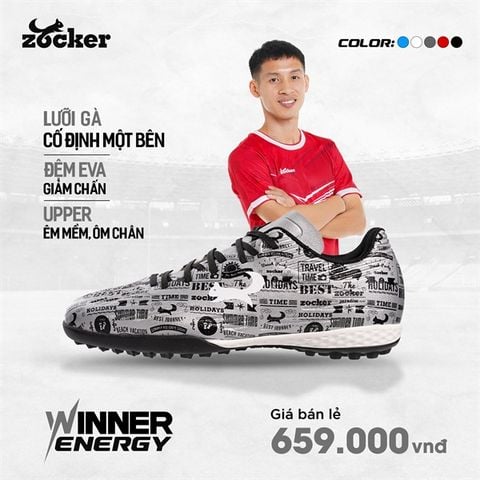  Giày Bóng Đá Chính Hãng Zocker Winner Energy Xám/Bạc TF 